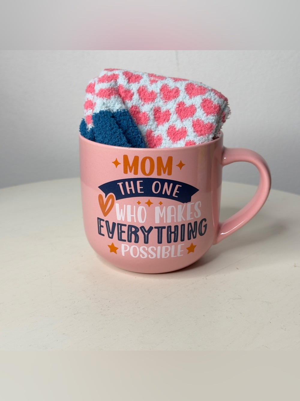 Mom The One Who Makes Everything Possible Mug and Fuzzy Sock Gift Set